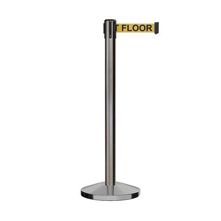 Montour Line Stanchion Belt Barrier Sat.Steel Post 13ft. Y.Wet.Belt ES400-SS-CAWETYB-130
